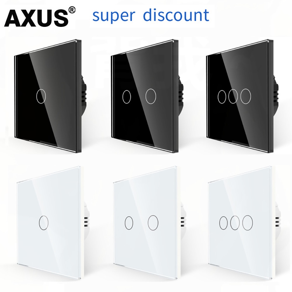 일괄소등스위치 호환 AXUS EU 터치 스위치 크리스탈 유리 패널 벽 램프 조명 AC100-240V 전원 LED 1/2/3 갱 센서 인터럽터 : : 상상인터내셔널