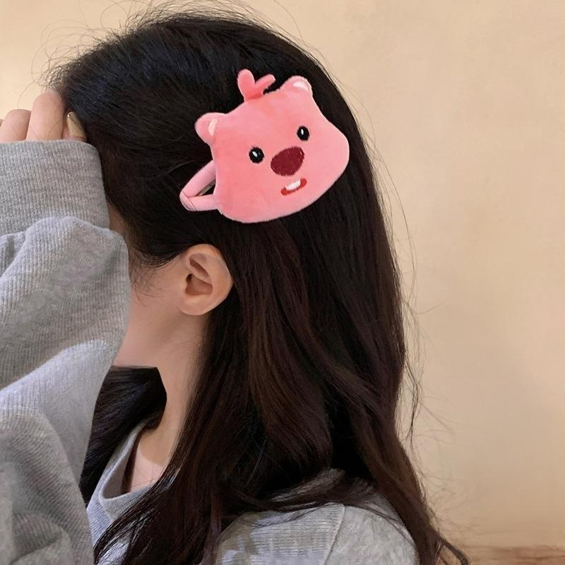 잔망루피 헤어핀 머리끈 머리집게 데일리 헤어악세사리 작은 핑크 비버 캐릭터 스타일링 : 올이유