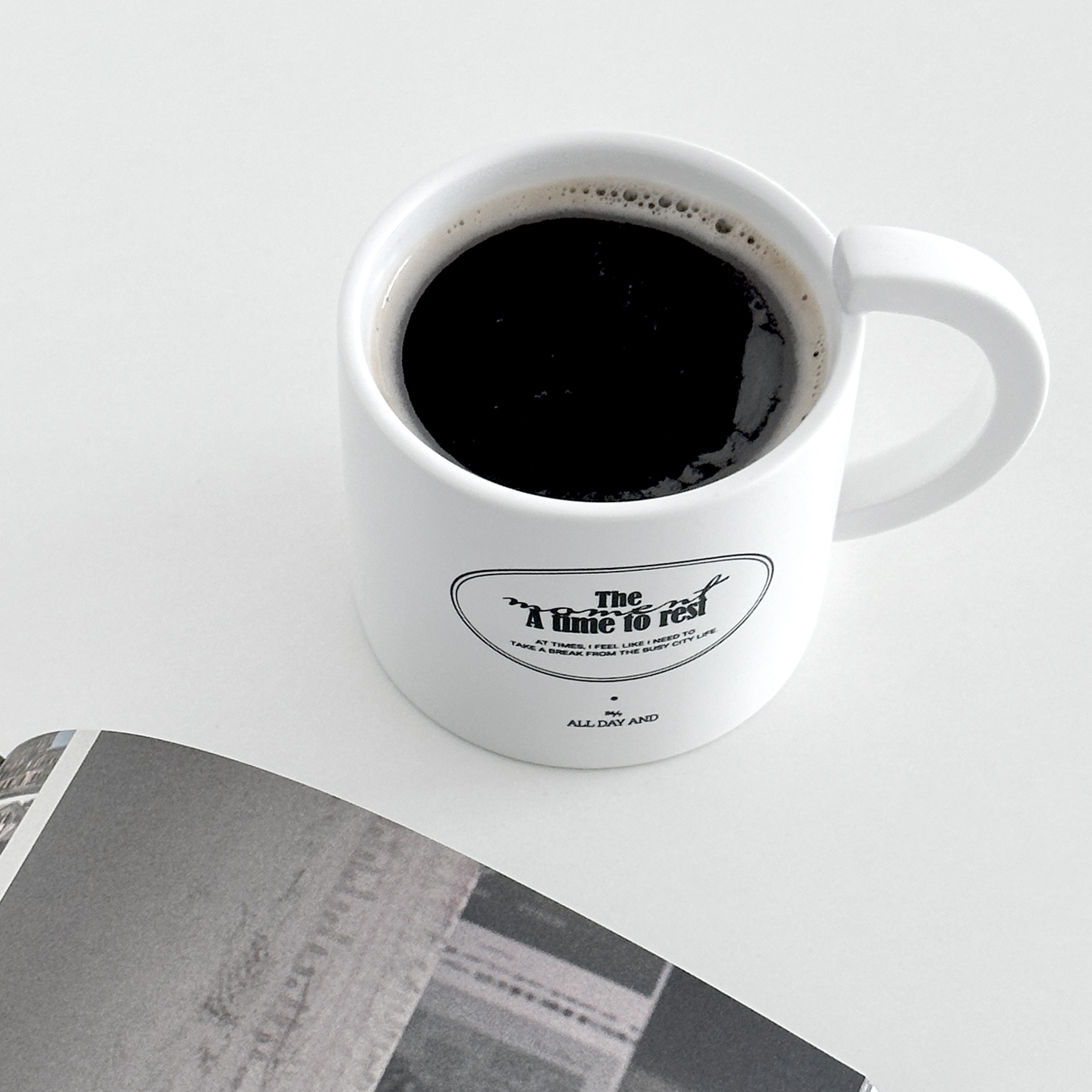 홈카페 감성 타임 레터링 머그컵 MUG : 올데이앤드