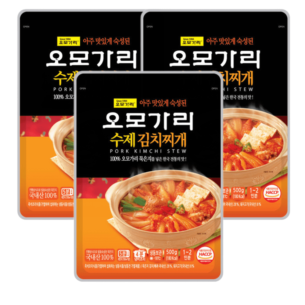 오모가리 김치찌개 수제 돼지고기 묵은지 즉석국 김치찌개 대용량 6팩 : 광수네컴퍼니