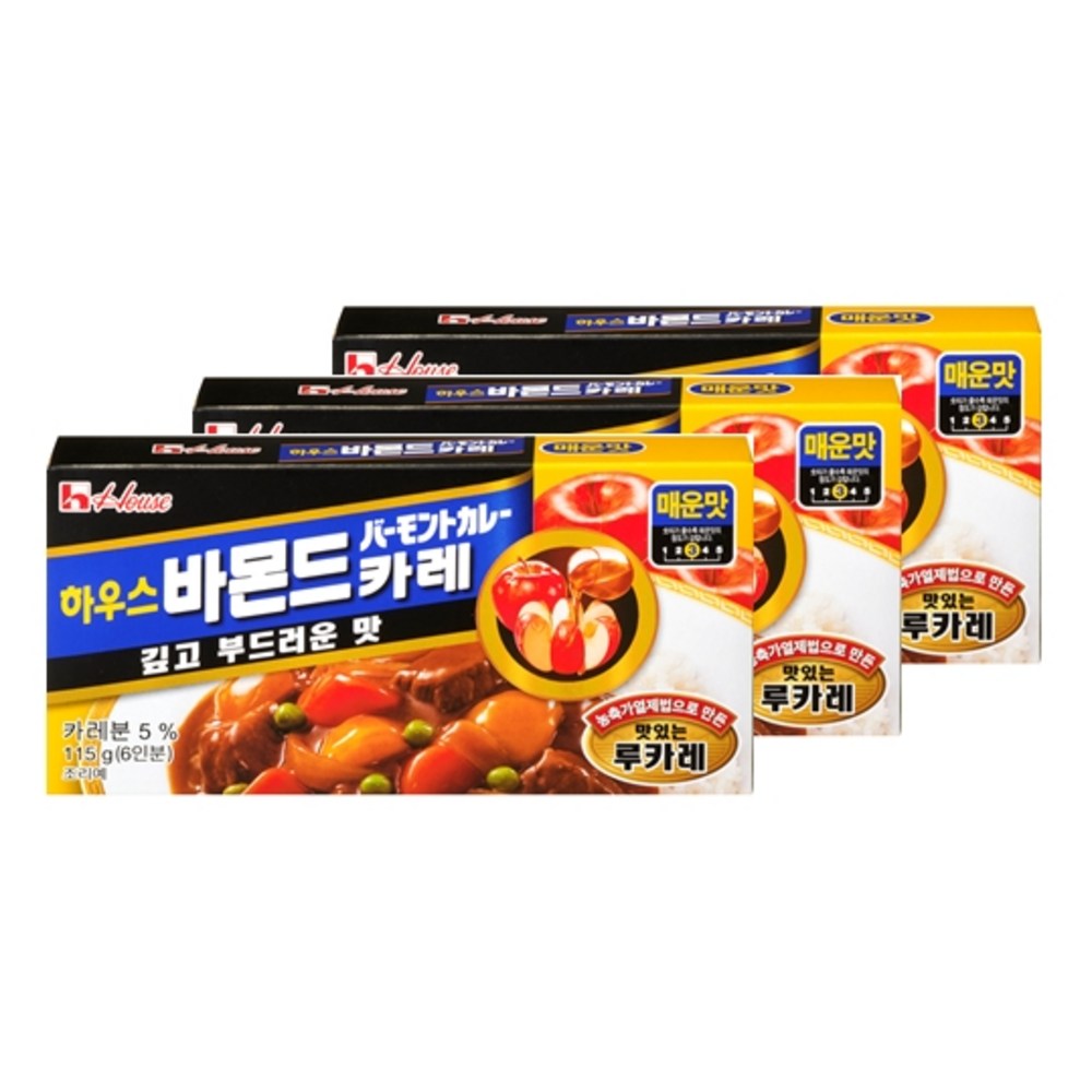 하우스식품주식회사 바몬드 분말카레 매운맛 115g 3개 : 올데이 올웨이즈