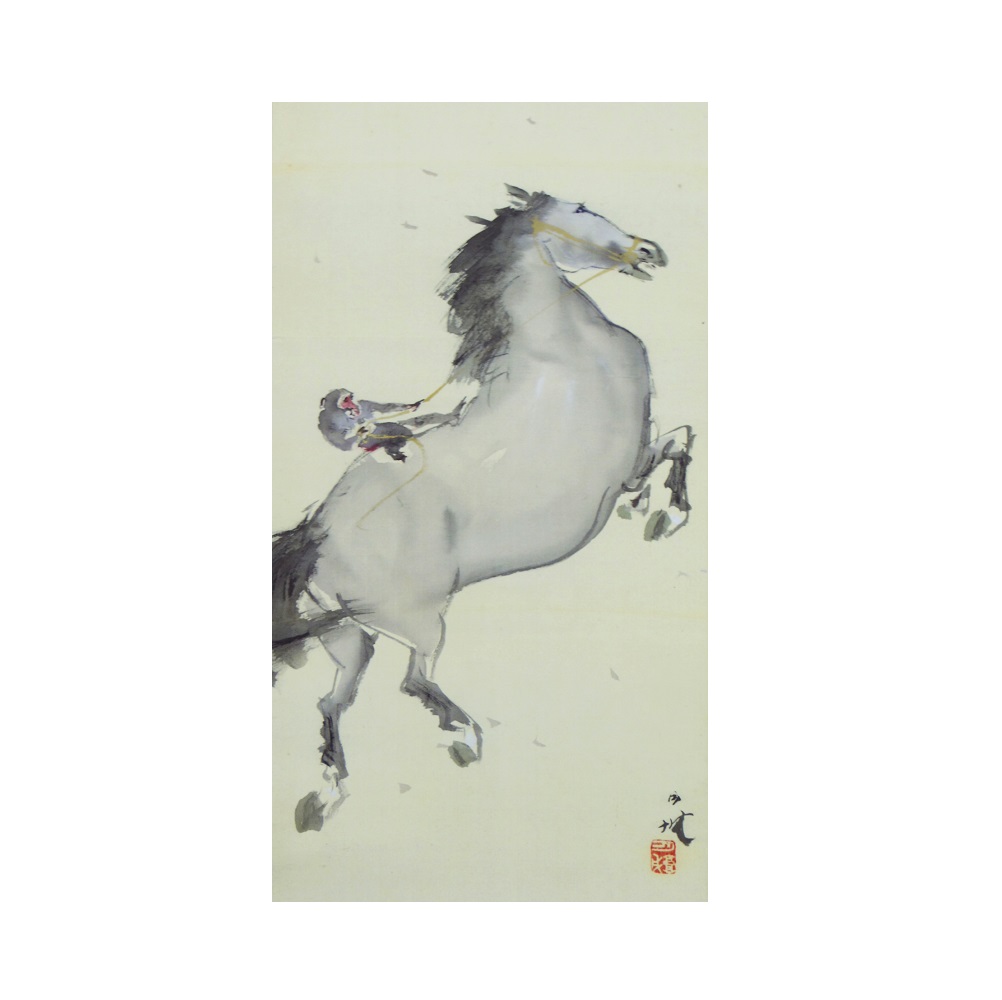 말탄 원숭이그림 사이즈 54x100cm 100% 수작업 캔버스유화그림주문제작 : 예가아트