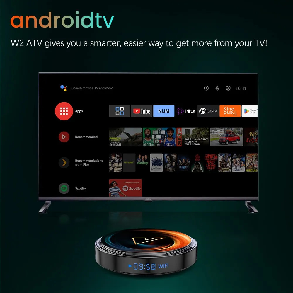 TV 동글이 구글 보이스 리모컨 포함 이파이 BT 스마트 박스 W2 ATV 안드로이드 11 Amlogic S905W2 지지대 4K AV1 2.4 및 5G 2G16G 4G32G... 