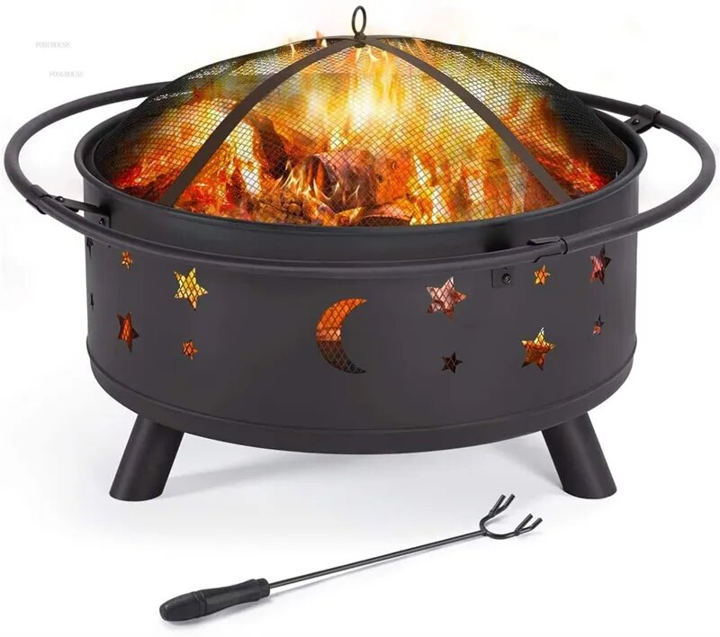 캠핑 화목 난로 장작 화로대  Chimeneas-야외 벽난로 농촌 바베큐 랙 마당 히터 다목적 숯불 난방 스토브 모닥불 : 스타리비