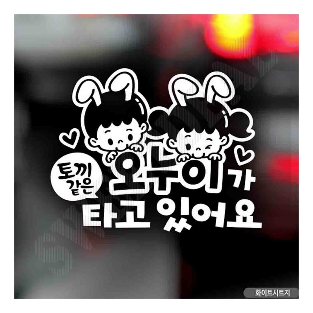 자동차스티커 토끼같은오누이가타고있어요 화이트 아이가타고있어요 : 스윗딜