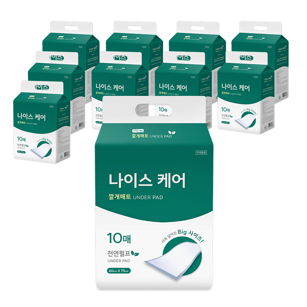 나이스케어 올데이 위생 깔개매트 10매x10팩 : 리버티오가네이처