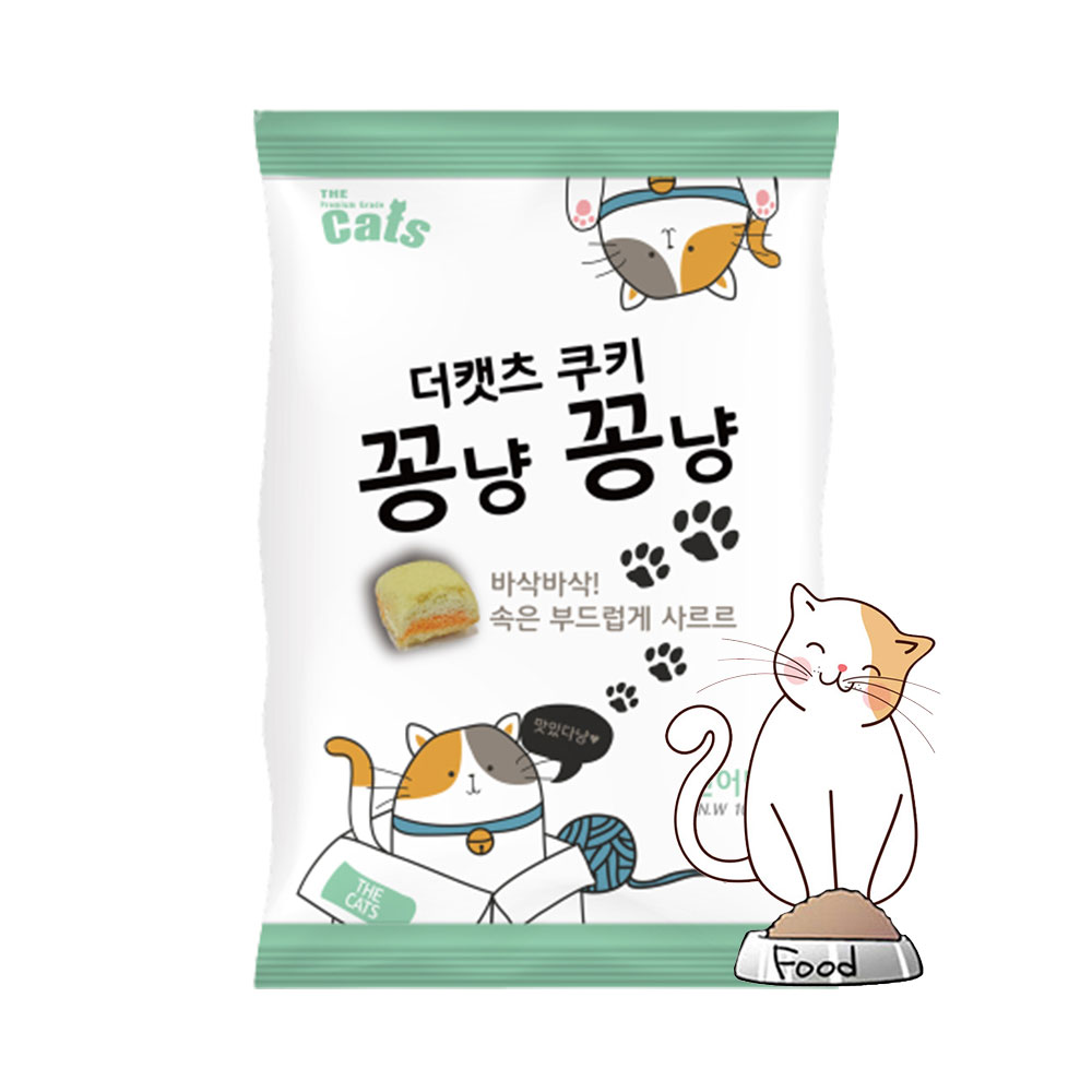 더캣츠 쿠키 꽁냥꽁냥 연어맛 100g 반려 고양이 스낵 기호성 좋은 영양 간식 : 조은세상1