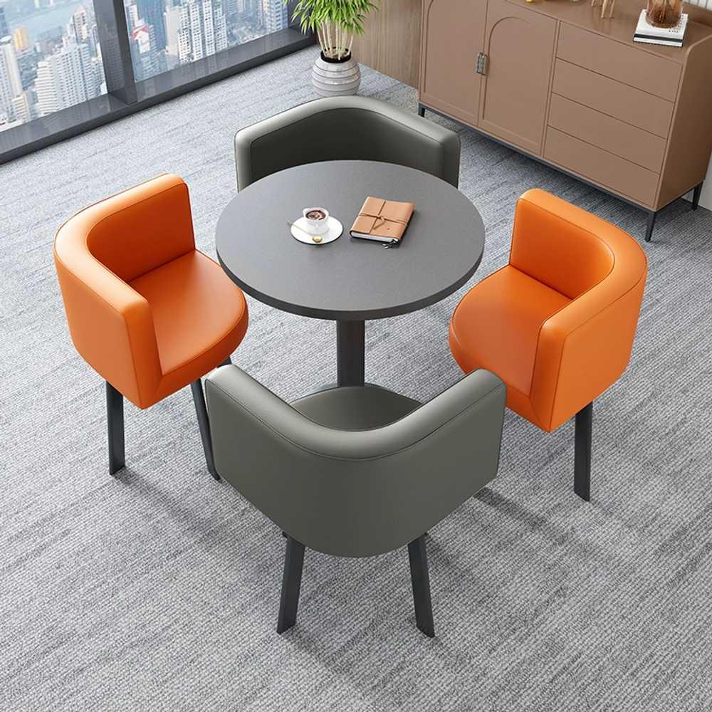 4인용식탁 세트 원형 가정용 카페 세라믹 식탁 의자 그레이원책상60CM+라이트그레이의자4 : 준꾸스토어