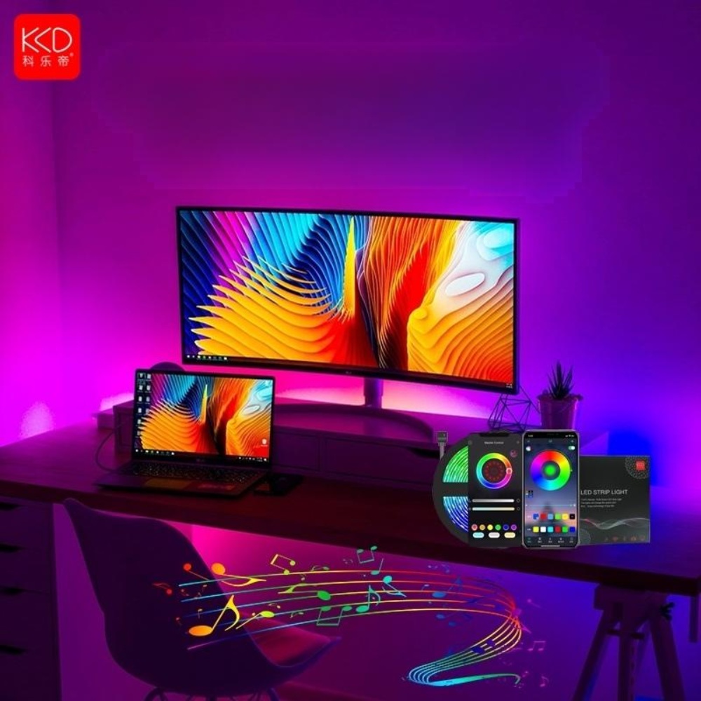면발광 LED 스트립 바 컴퓨터 모니터 PC방 분위기 연출 간접조명 어플제어 : 해외직구창고