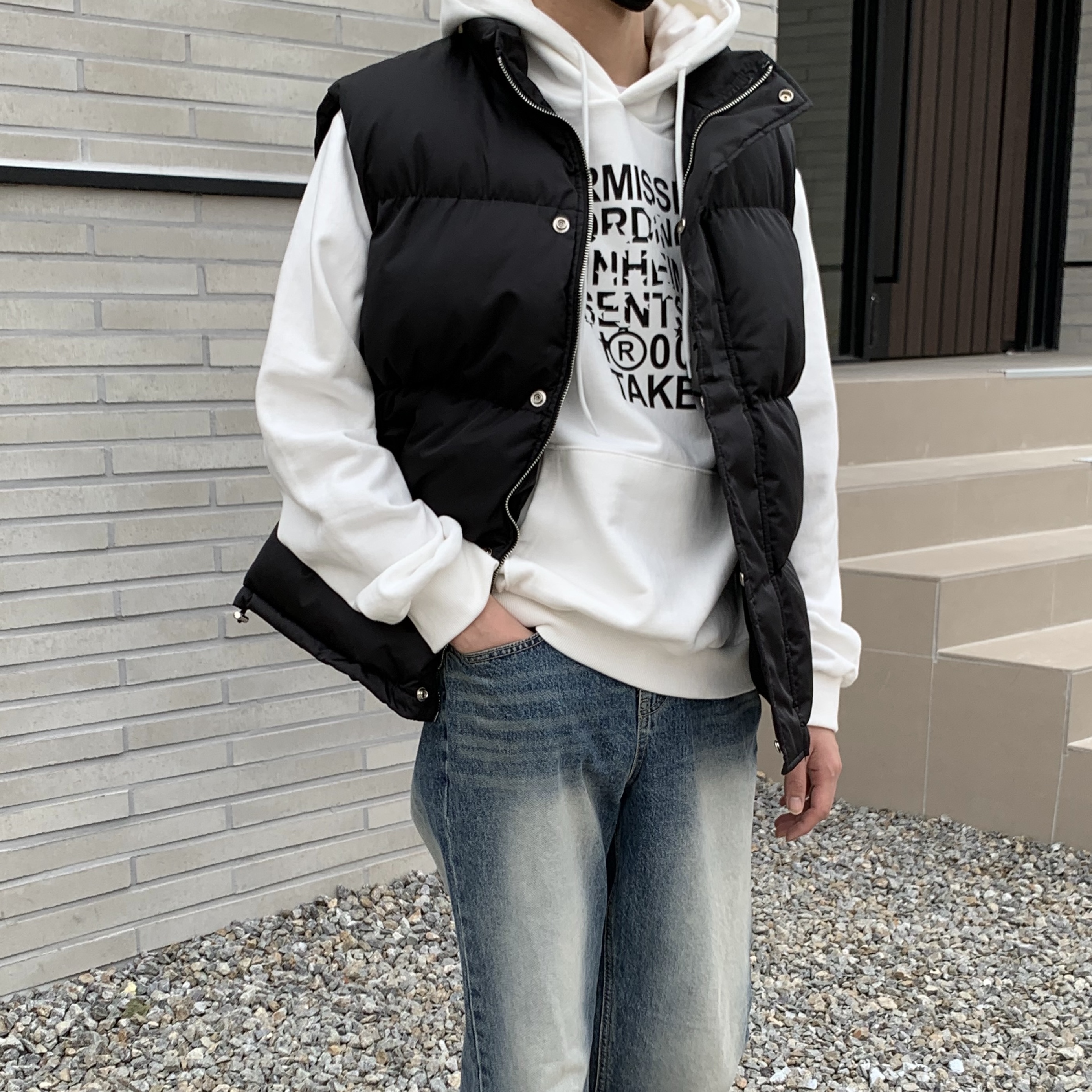 오버핏 웰론패딩조끼 남자패딩조끼 : 구오룸