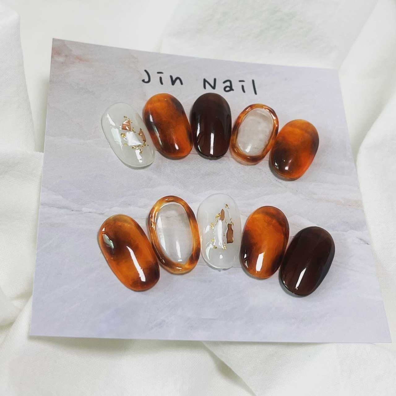 자개포인트 영롱 호박 수제네일팁 : 진네일-jinnail