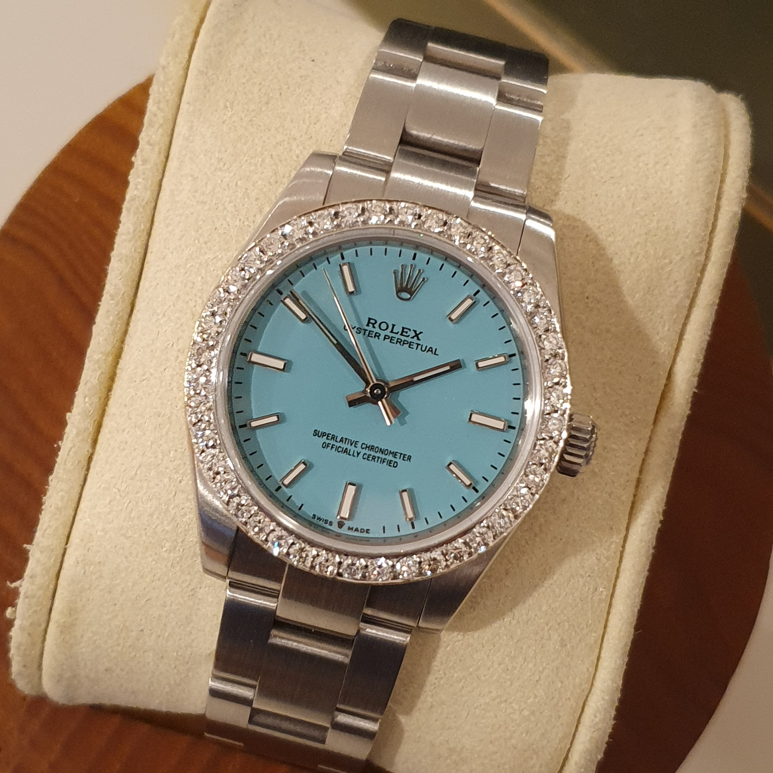 롤렉스 오이스터 퍼페츄얼 177200 하늘 블루 베젤 다이아 op 31mm : 커스텀앤컬렉션