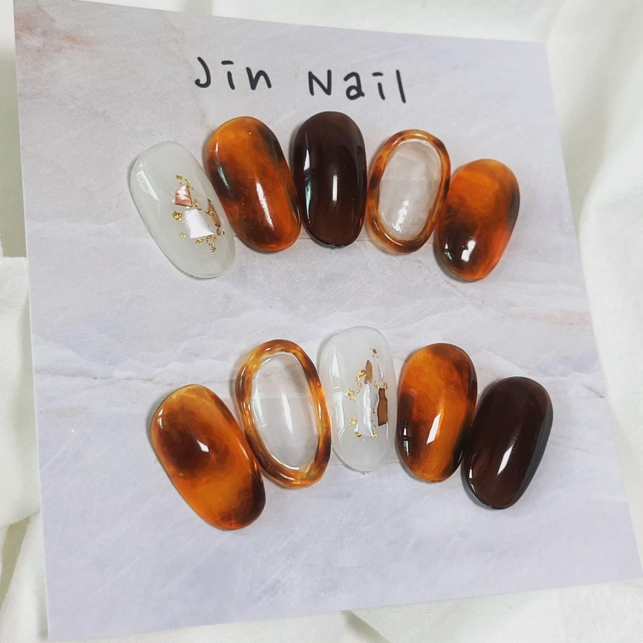 자개포인트 영롱 호박 수제네일팁 : 진네일-jinnail