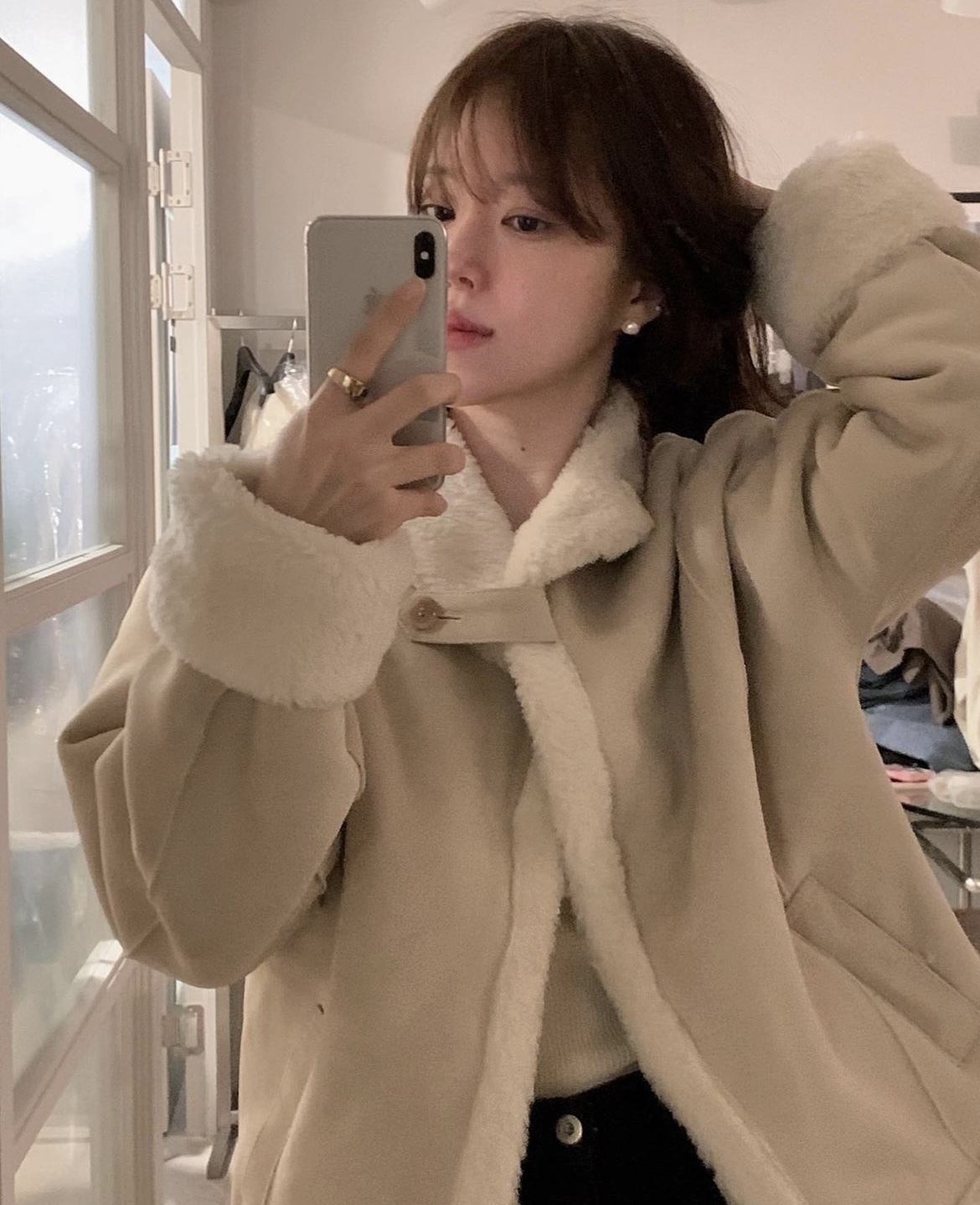 (재진행) 오브제 아이리스 숄 무스탕 스웨이드 양털 자켓 : 나우 어 데이즈