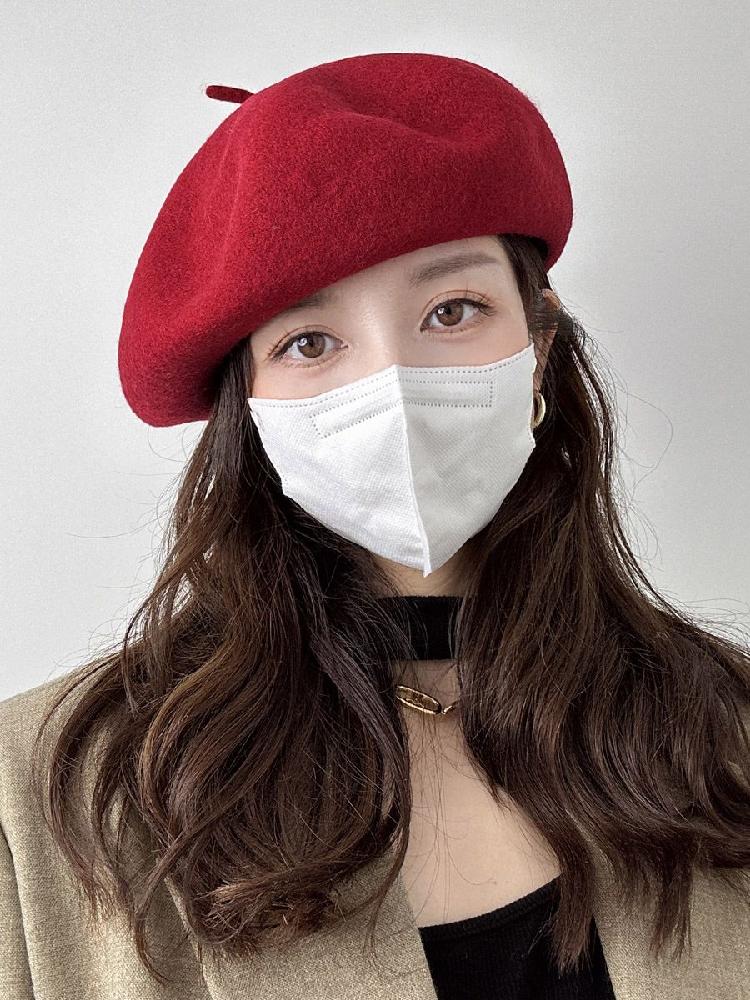 여자 빈티지 베레모 화가 모자 양모 챙없는 비니 가을 겨울 빵모자 루즈핏 : 메디치::글로벌BN