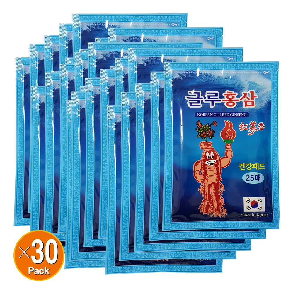 [무료배송] 30팩 글루홍삼 건강패드 한방파스 골드인삼 : UDPLUS