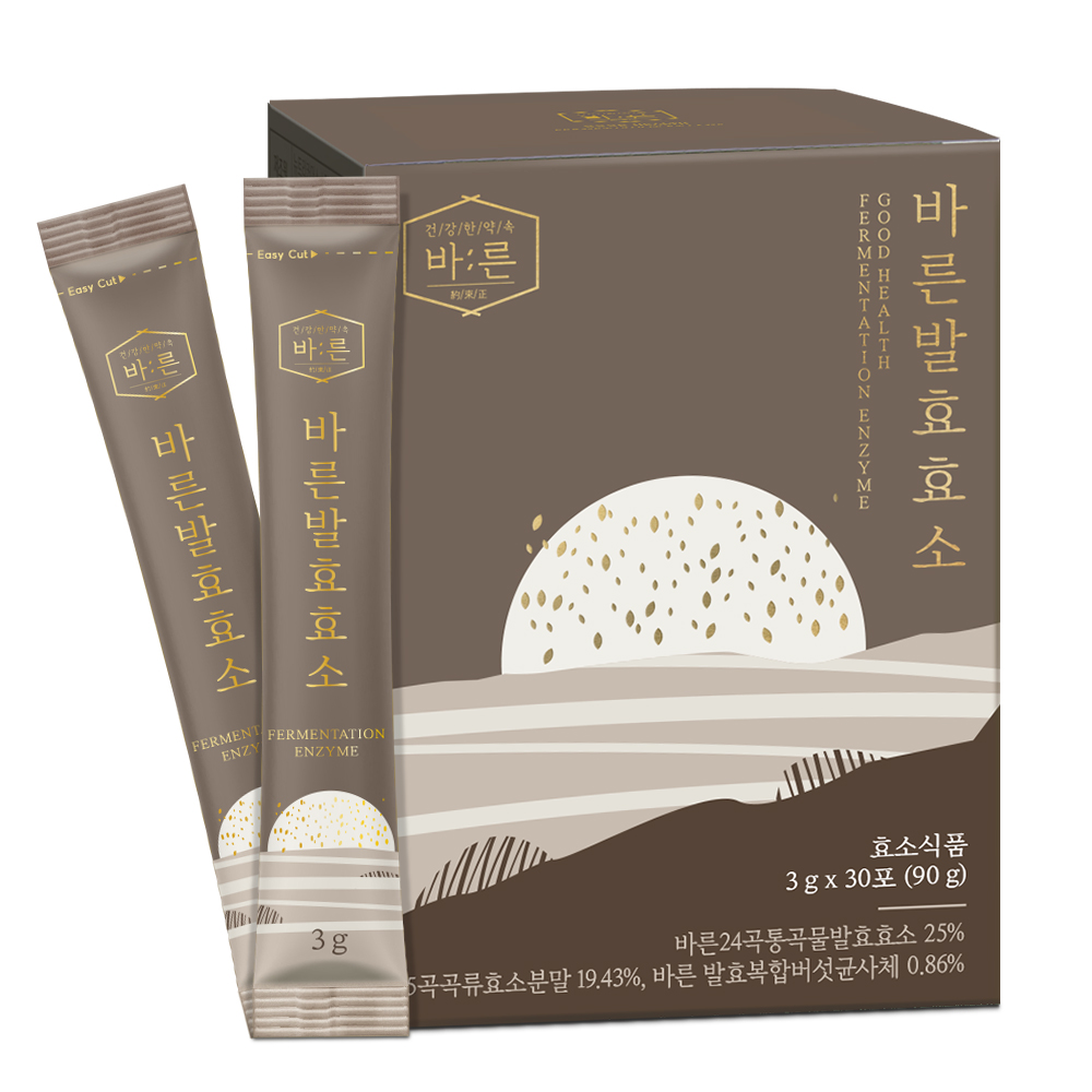바른 발효 효소 100% 국내산 통곡물 효소식품 3g x 30포 : 건강한약속 바른