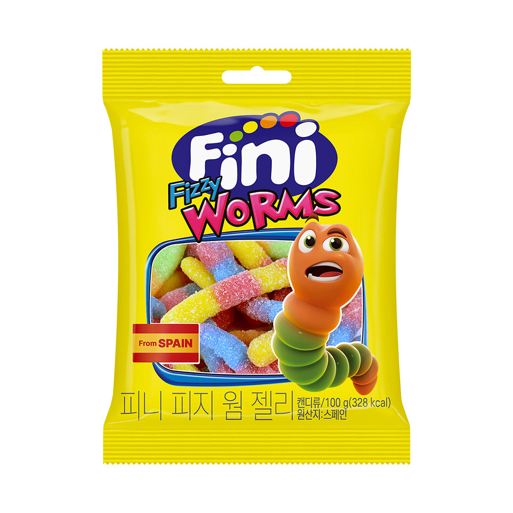Fini 피니 피지 웜 젤리 100g 지렁이 모양 젤리 : 사러과자몰