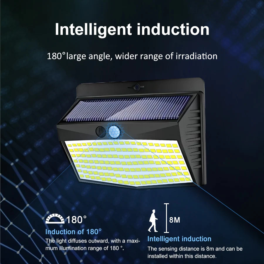 138 야외 LED 태양광 벽 램프 인체 센서 3 가지 모드 방수 정원 장식 가로등 햇빛 전원 4 개 : 뚜꾸몰