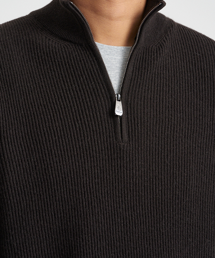 피아센자1733 Alashan Cashmere Zip Mock In Maroon : 스페이스 테일러블