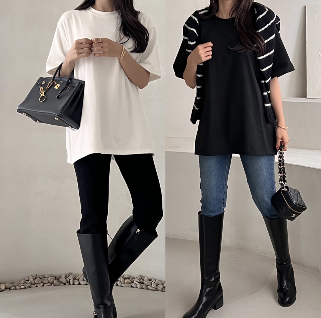 데일리 기모 라운드 반팔 티셔츠 더블샷 2컬러 : 더블-샷