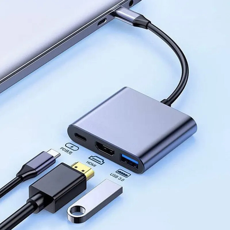 맥북 폰 컴퓨터용 USB C 허브 C타입 3.0-HDMI 호환 도킹 스테이션 PD 고속 충전 4K HDMI 어댑터 분배기 3in 1 : 뚜꾸몰