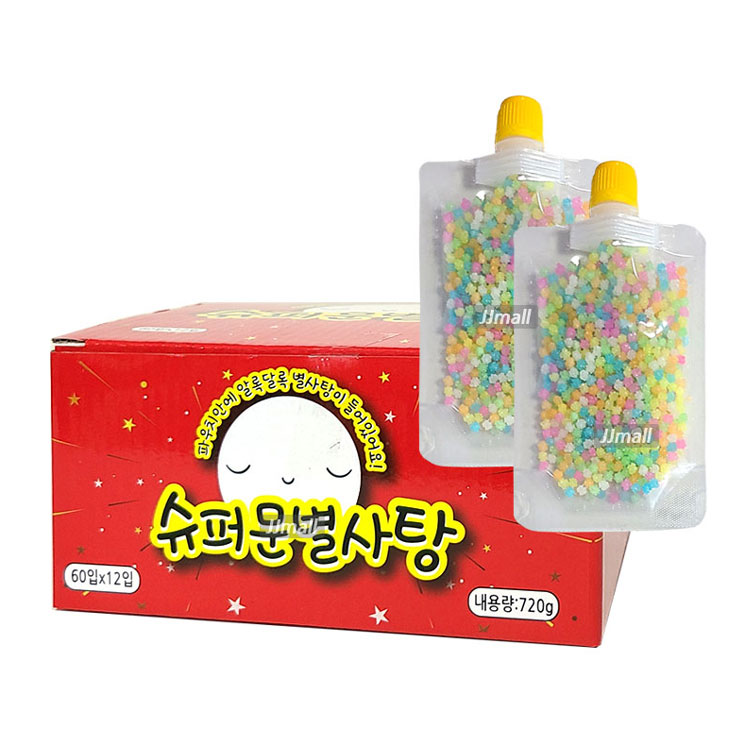 슈퍼문 별사탕 1박스 12봉 60g 캔디 사탕 과자 캠핑 여행 학교 소풍 초등학교 학원 교회 유치원 간식 스낵 : 제이제이몰JJ