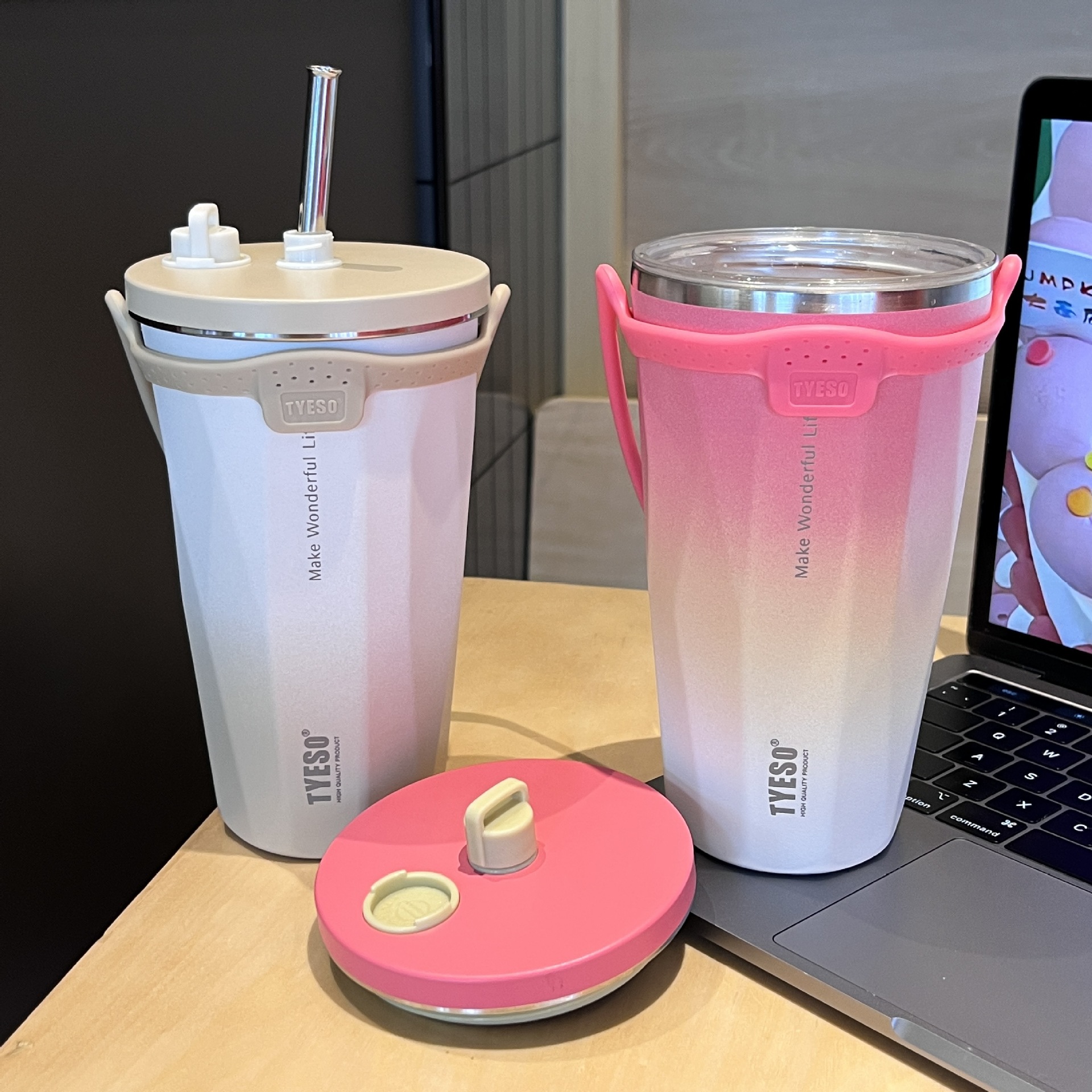 HEJE 타이소텀블러 보온보냉 600ML 스트로우 실리콘 손잡이 포함 : 허니정글로벌