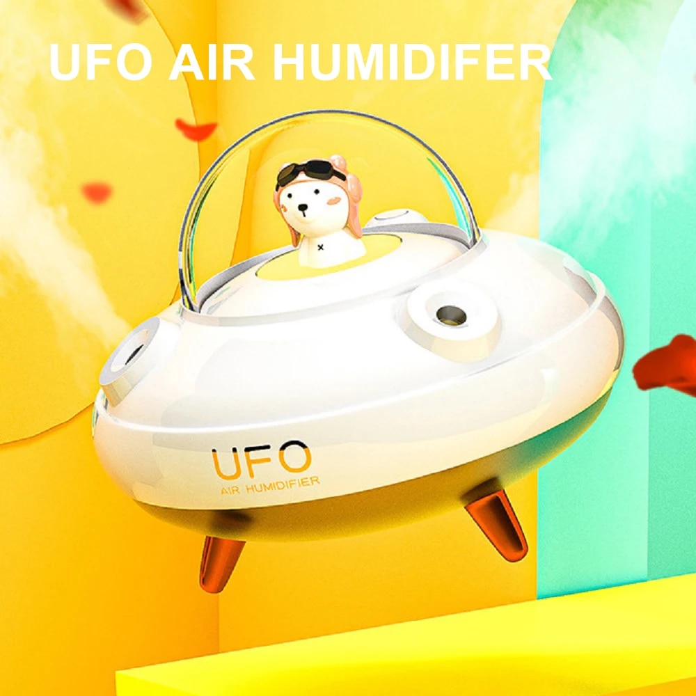 감각적 습도 조절기 보습 아로마 테라피 에센셜 오일 UFO 듀얼 제트 공기 청정기, 귀여운 북극곰 홈 데스크탑 더블 스프레이 : 디에이치0305유통