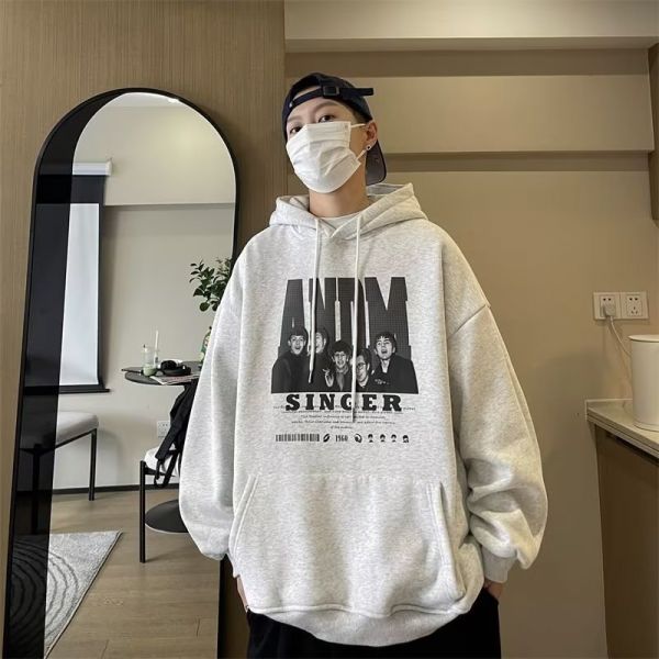 남성 기모 후드티 긴팔 맨투맨 티셔츠 빅사이즈 프린트 Ak48 : 빠리맘