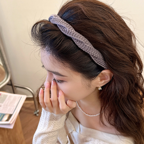 포근한 손뜨개 얇은 헤어밴드 머리띠 : 라일리Riley