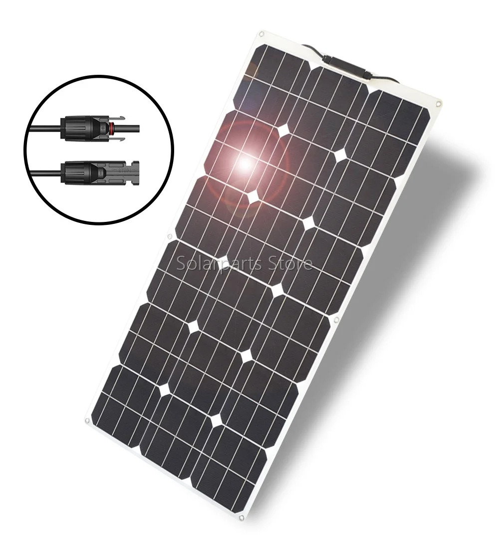 100w 태양광 Flexible Solar Panel kit complete Module 유연 태양 전지 패널 키트 완전 모듈 셀 RV 보트 자동차 가정용 컨트롤러 12 V... 