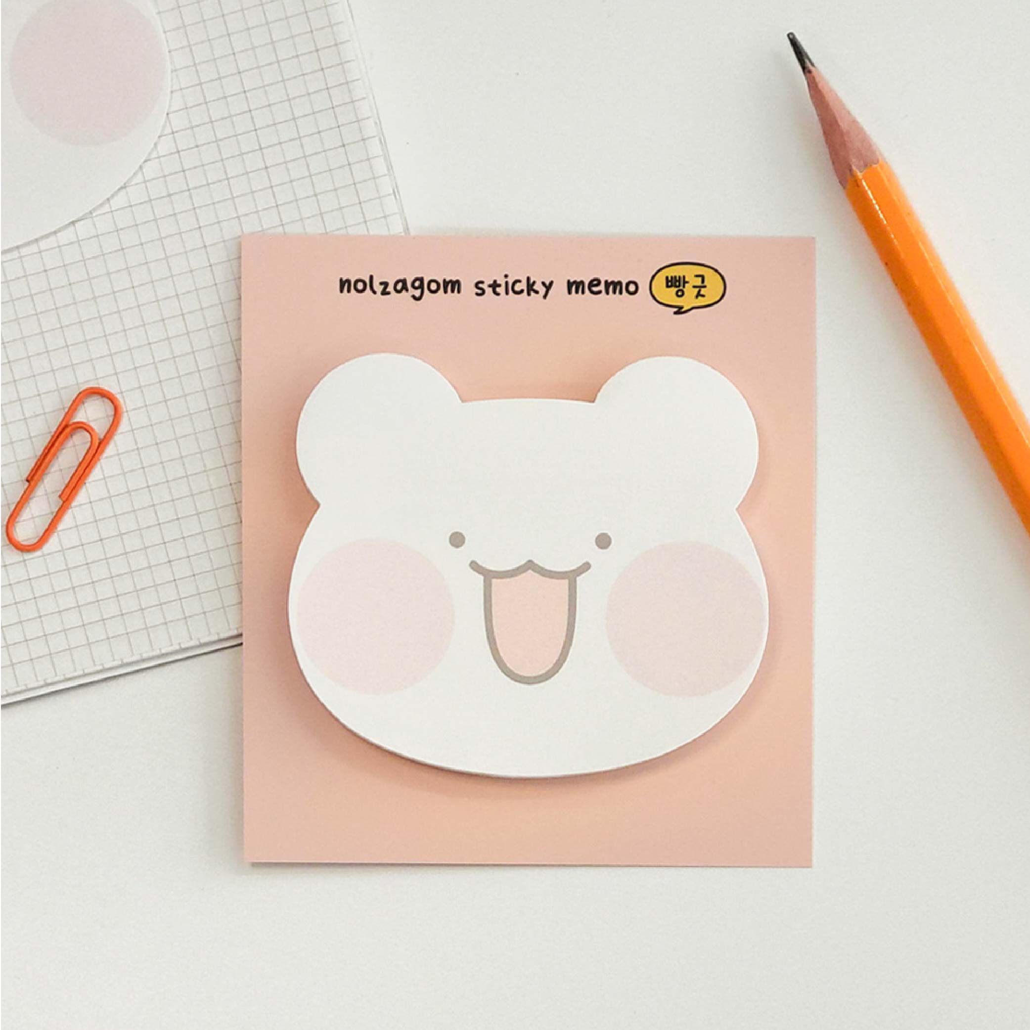 놀자곰 빵긋 포스트잇 - 이모티콘 캐릭터 곰돌이 귀여운 굿즈 점착 메모지 : 전국다꾸협회