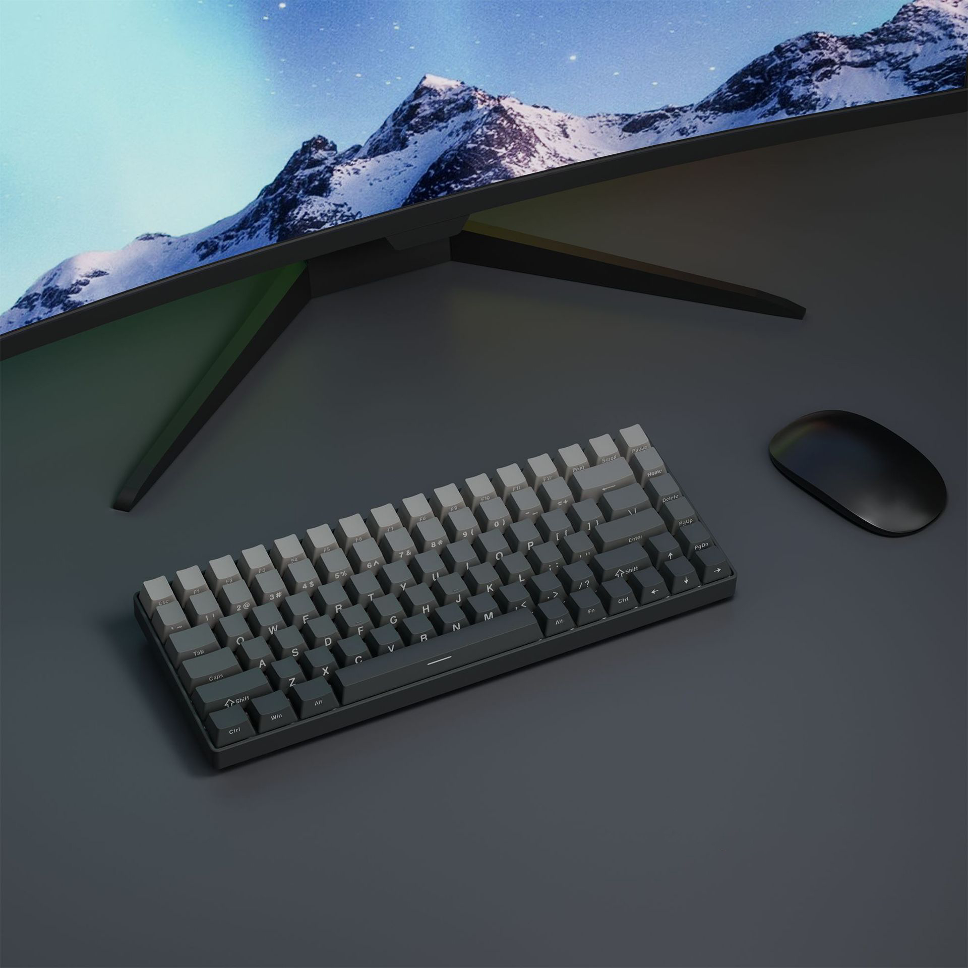 체리 OEM 그라데이션 LED 측각 136키 PBT 키캡 그레이 : 나나인터내셔널
