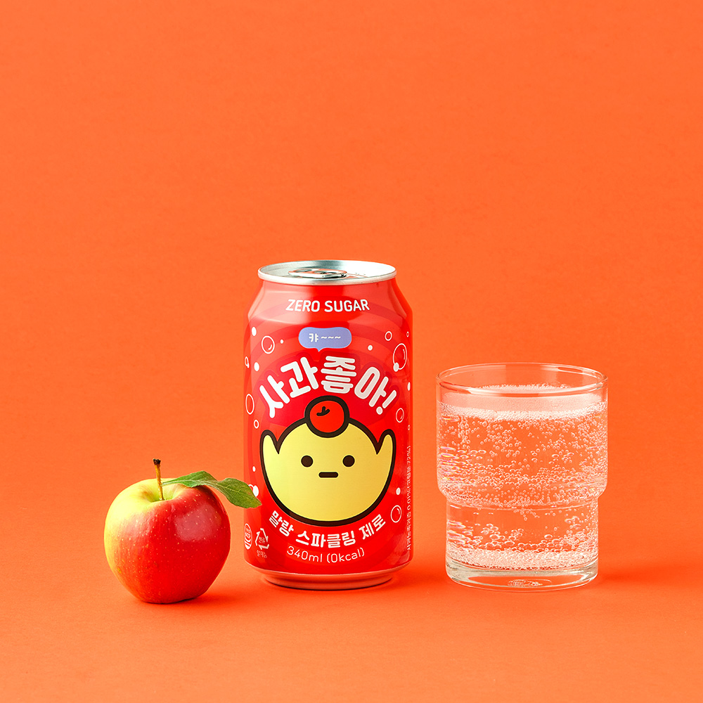 인아웃 사과좋아 말랑 스파클링 제로 탄산음료 340ml (0칼로리 무설탕 과일탄산 사과) : 인아웃 INOUT