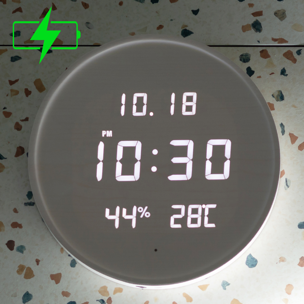 플라이토 WIFI 100%무선 LED 벽시계 인테리어 무소음 디지털 전자 예쁜 디자인 와이파이 루나온습도 : 지성아이엔씨