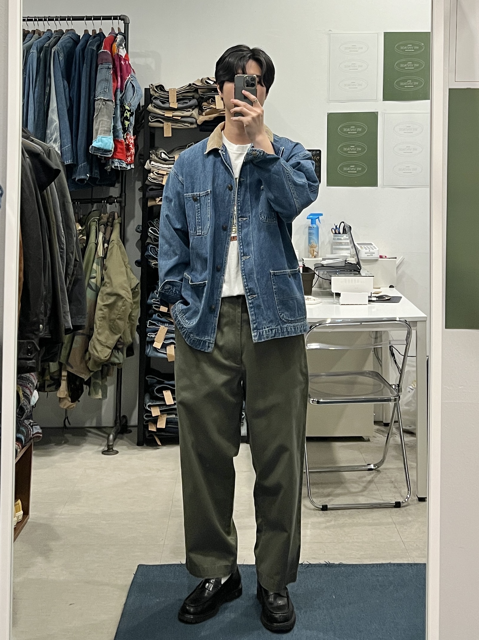 90s Greatlnad 빈티지 데님 커버올 자켓 : 위빈티지