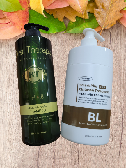 더 베스트 테라피 샴푸 1,000ml + 더 베스트 키토산 트리트먼트 1,000g = 셑트구성 / 손상모발 홈케어 전용 : 하늘헤어재료