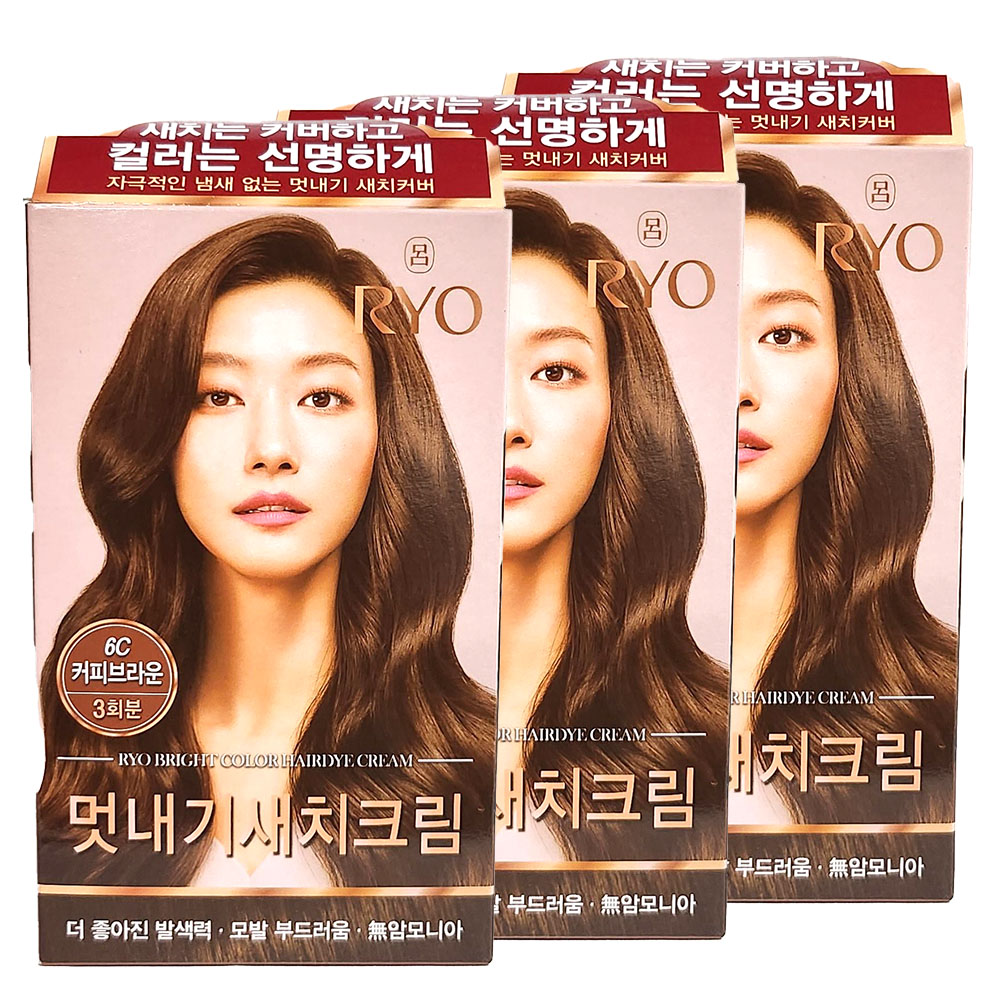려 우아채 멋내기 새치크림 염색약 6C 커피브라운 x3개 : 맥스베스트