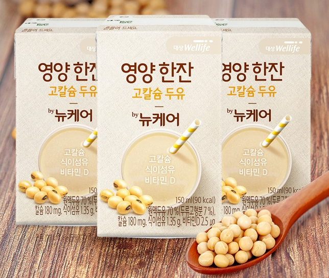 뉴케어 고칼슘 두유 영양한잔 150ml 96팩 환자 병문안 요양원 부모님 두유 간식 : 그레이스컬리