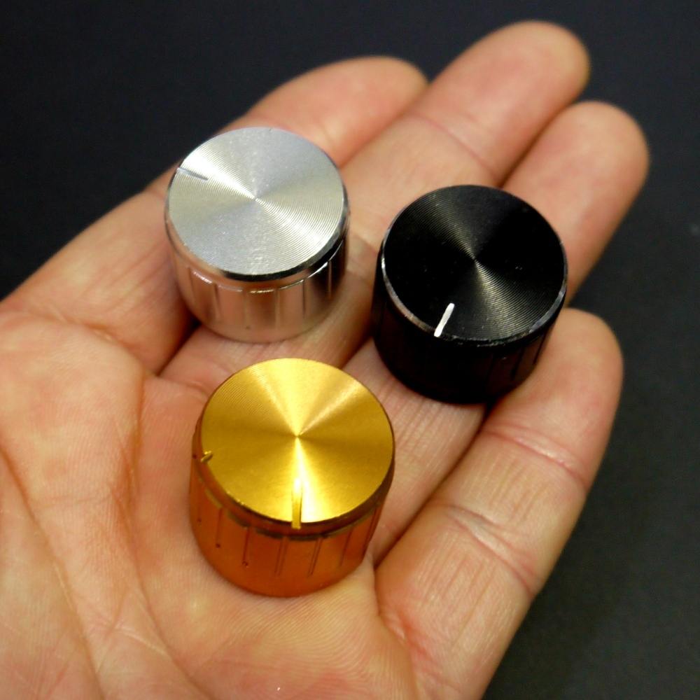 23mm 알류미늄 원형 노브-오디오 음향기기 가변저항 볼륨 다이얼 스위치 캡 핸들 손잡이 : GOLDEN유통