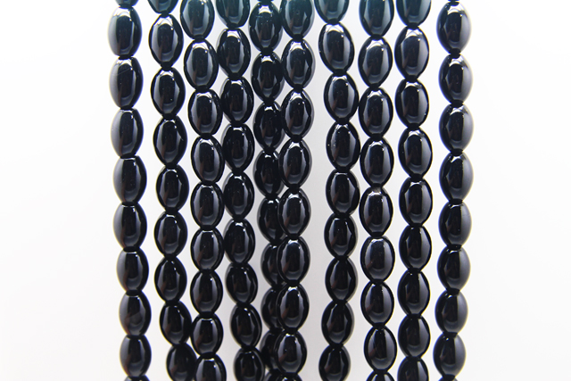 1줄 - 오닉스 플레인 라이스 10 by 14mm : yesbeads