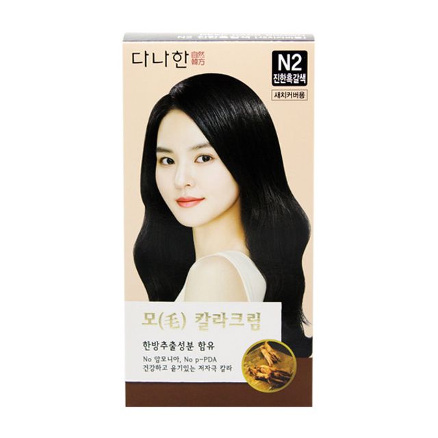 다나한 버블 미용실 셀프 올리브영 천연 염색 약 제 헤어매니큐어 N2 진한흑갈색 : 금스몰
