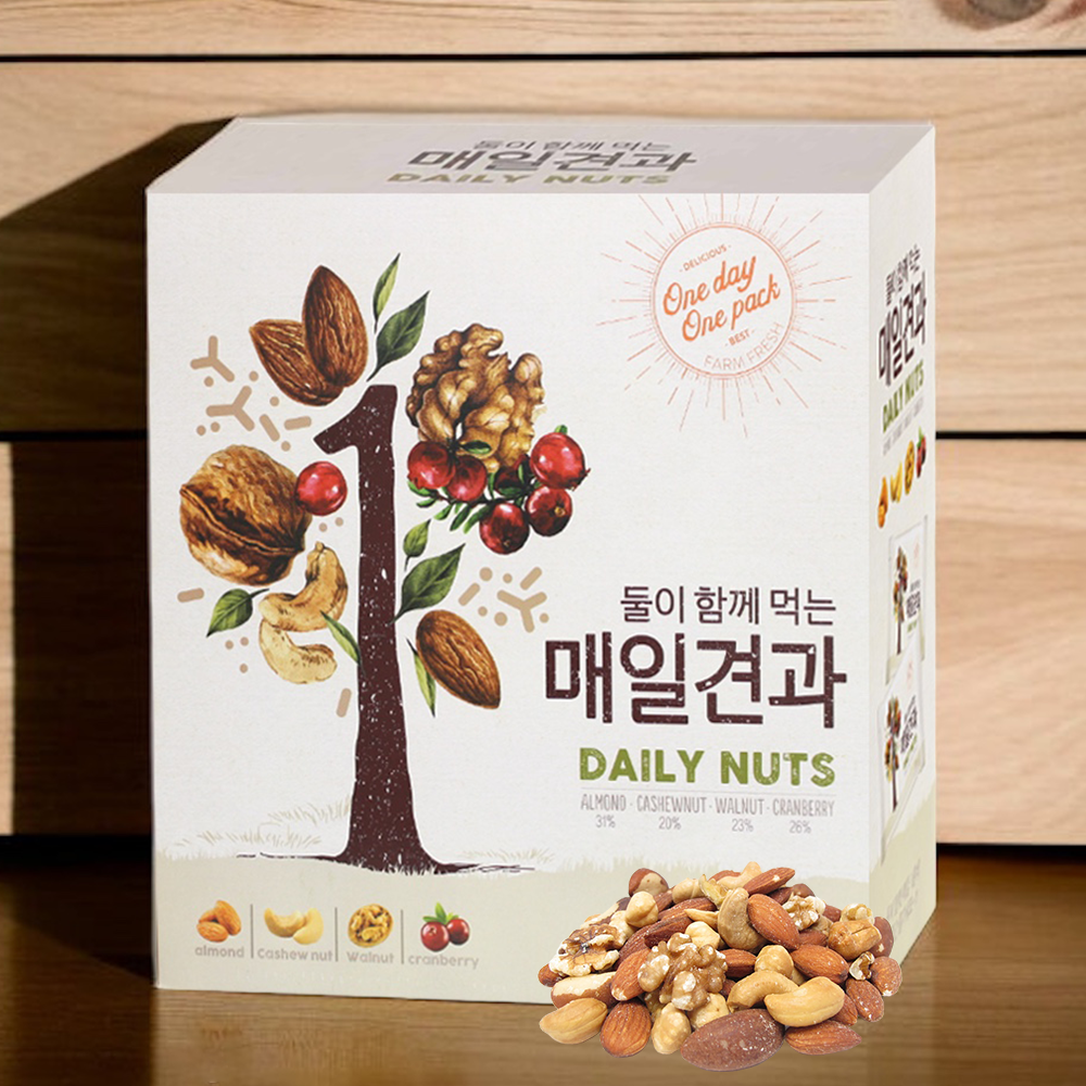 둘이 함께 먹는 매일견과 하루한봉 하루견과 20GX60봉 : 청년상사 스토어