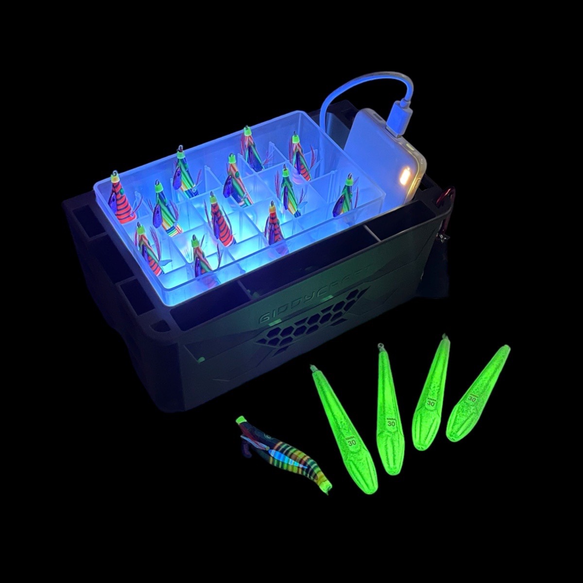 에기축광기 UV축광기 휴대용축광기 USB LED (메이호 다이와 기디크래프트 호환) : 레어피싱