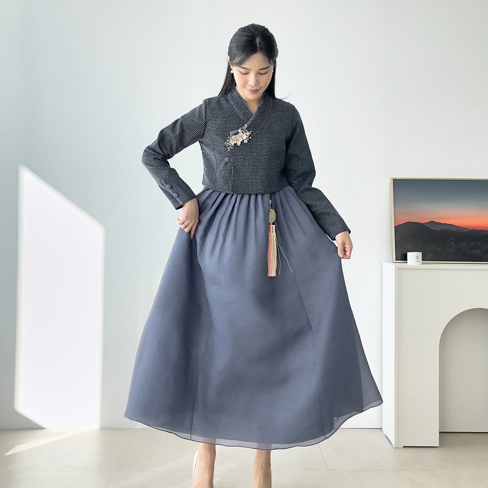 민한복 86번 씨에로 생활한복 드레스 원피스 일상 퓨전 철릭 허리치마 개량 여성 신부 : 민한복