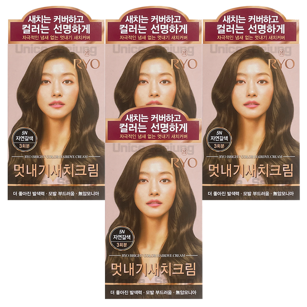 려 우아채 멋내기 새치크림 5N 자연갈색 4개 / 새치커버 새치용 뿌리염색 염색약 : 세정몰-S