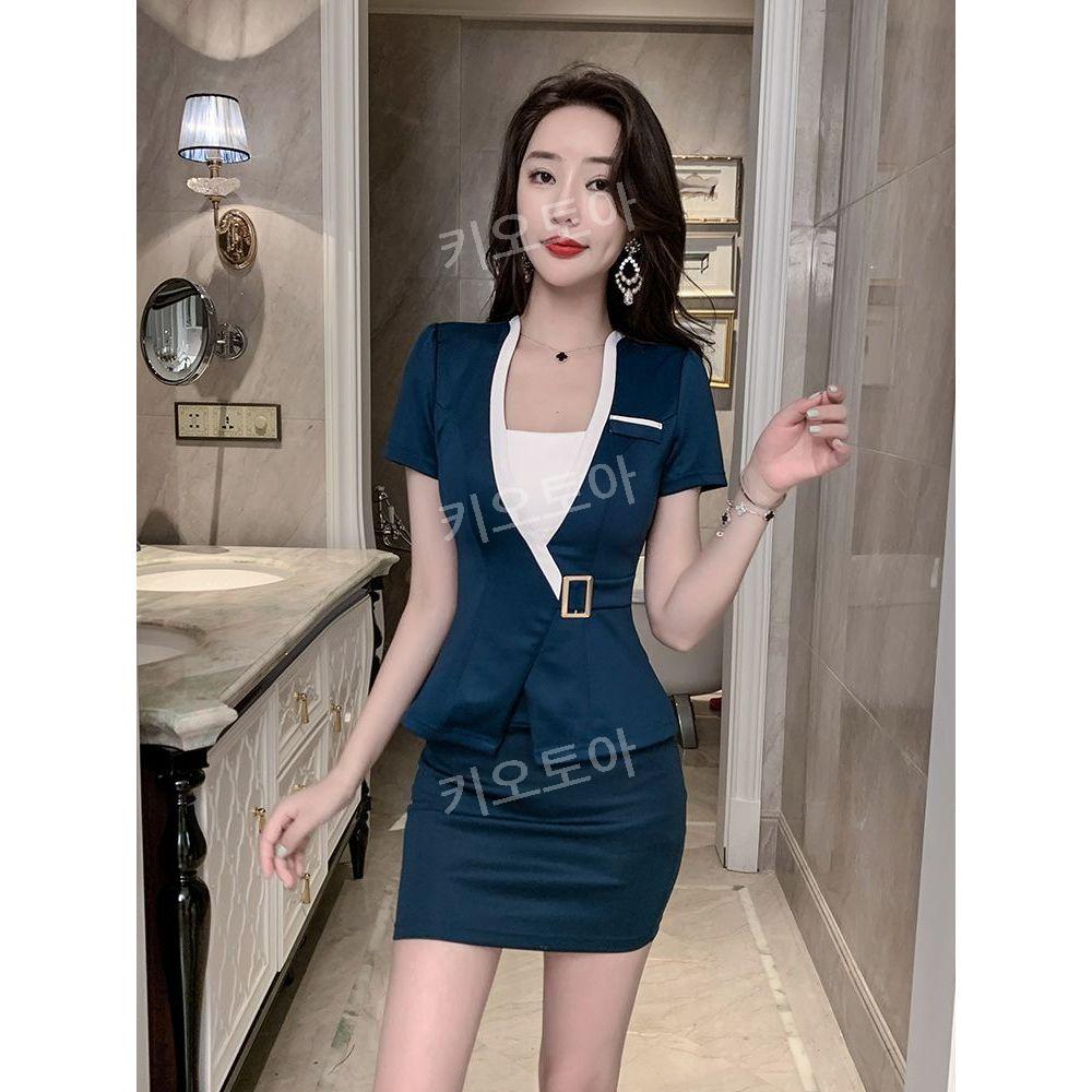 유니폼 근무복 코디네이터 병원 피부관리 마사지 호텔 데스크 종업원 여자 여성 슬림 : 키오토아