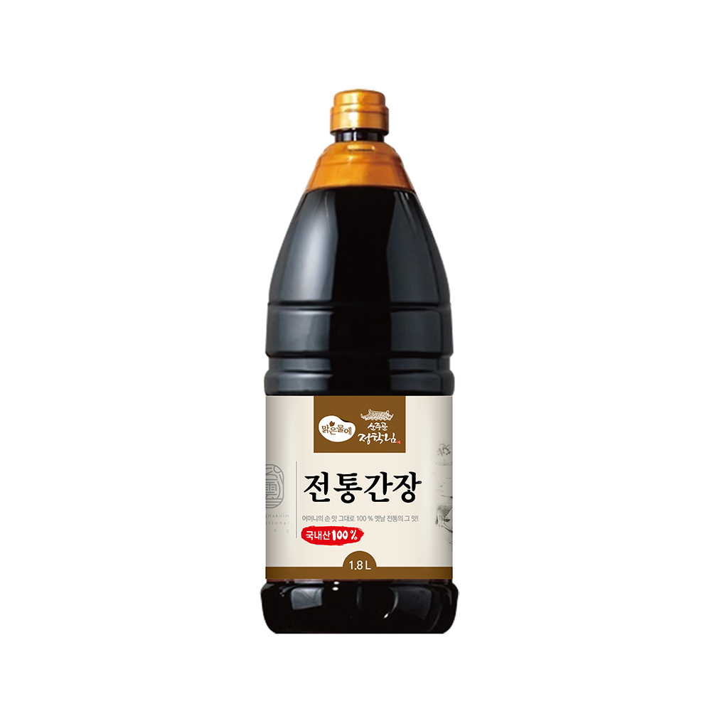 맑은물에 국산콩 운주골 정학님 전통간장 1.8L : 맑은물에홀딩스