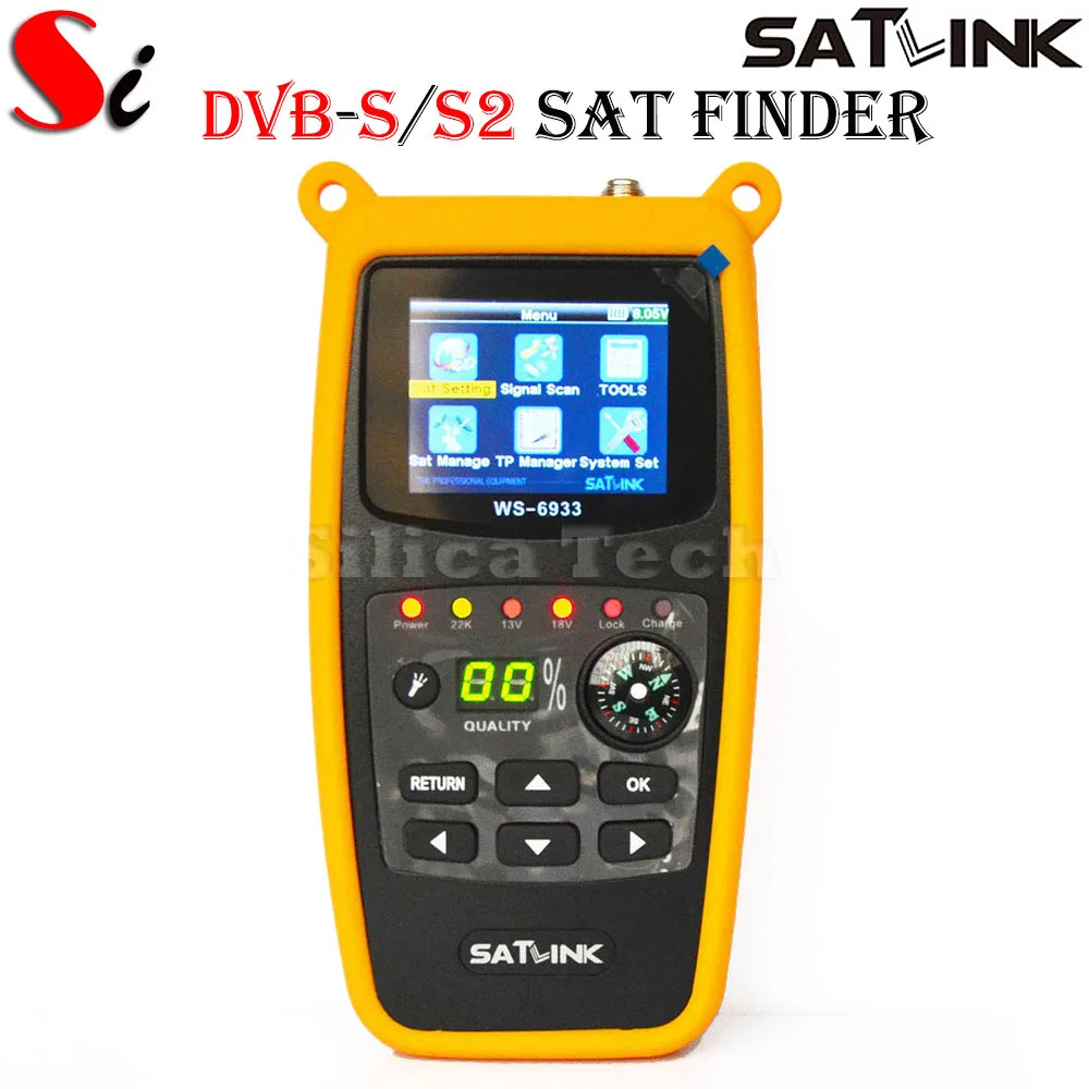 위성 Satlink WS-6933 DVB-S2 FTA C KU 밴드 디지털 파인더 미터 나침반 손전등 : 지빠오